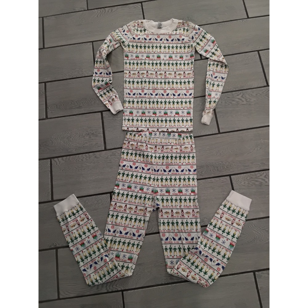 Hanna Andersson Kids 14 Elf Penguin Narwhal Print Long John Pajama Set Organic